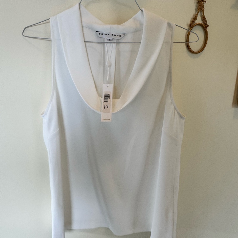 Trina Turk Cream Sleeveless Blouse